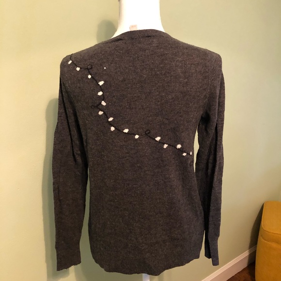 Ann Taylor LOFT Grey Wool mix Reindeer Sweater - Picture 4 of 6